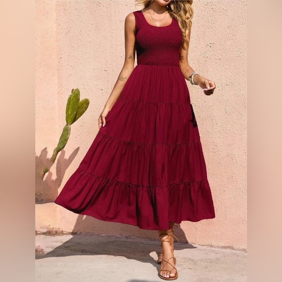 Sleeveless Maxi Dress - Tiered and Smocked - Picture 1 of 4
